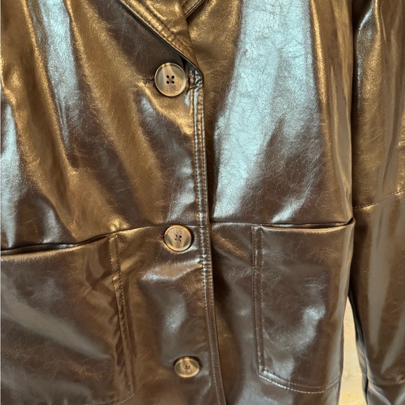 A New day Shiny Women Black Leather Jacket - Picture 3 of 5